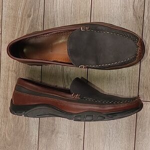 ALLEN EDMONDS Boulder Black Brown Leather Sz 10 D Mens‎ Slip On Loafers Shoes